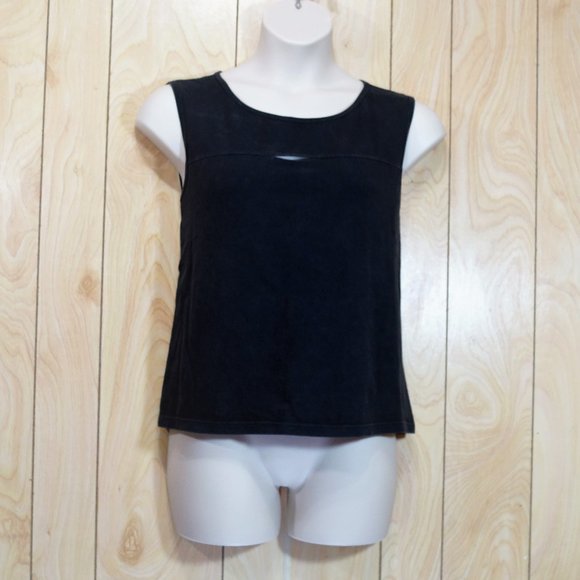 Cotton Ginny Black Tank with Peek-a-boo Slit - Picture 1 of 6